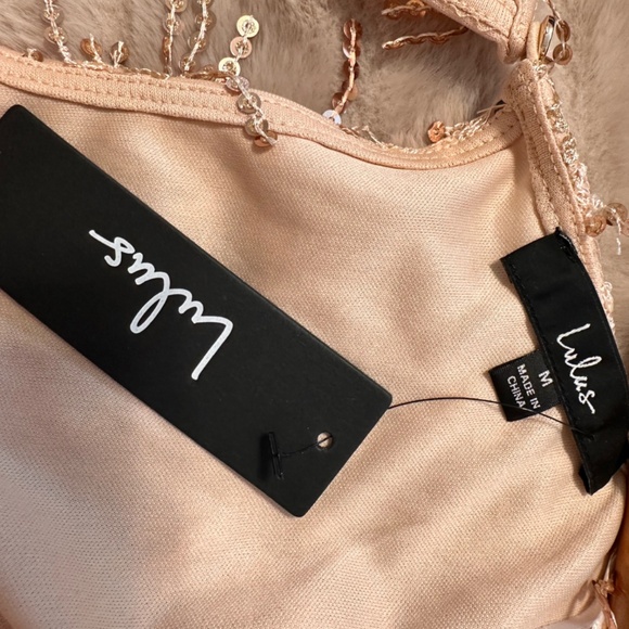 Sweet Sparkles Rose Gold Sequin Fringe Embroidered Romper NWT - Picture 3 of 3